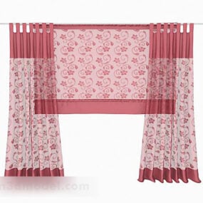 Home Red Pattern Curtain 3d model