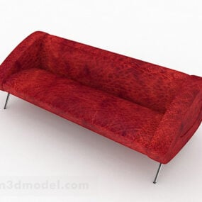 Red Pattern Multi-seater Sofa 3d model