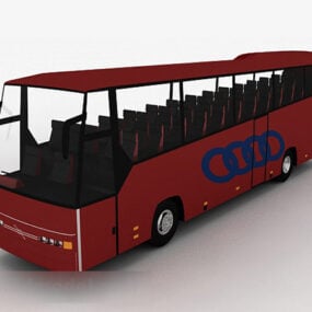 Mô hình 3d xe buýt cao cấp sơn đỏ