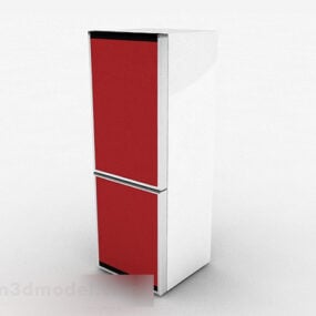 Modelo 3d de cor branca de geladeira de porta dupla