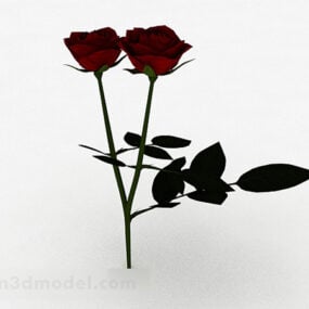 نموذج الوردة الحمراء ثلاثي الأبعاد