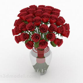 نموذج زهرة الوردة الحمراء الداخلية للزهرة ثلاثية الأبعاد
