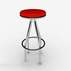 Red Round Bar Stool 3d model