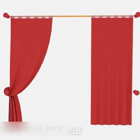Model 3d Tirai Merah Sederhana