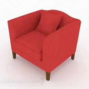 Accueil Canapé Simple Tissu Rouge modèle 3D