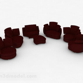 דגם 3D ריהוט שילוב ספה יחידה אדומה
