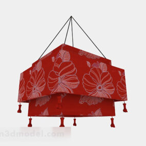 Chinese Red Square Chandelier 3d model