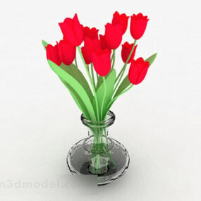 Τρισδιάστατο μοντέλο Red Tulip Glass Bottle