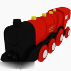 Red vintage locomotive 3d model