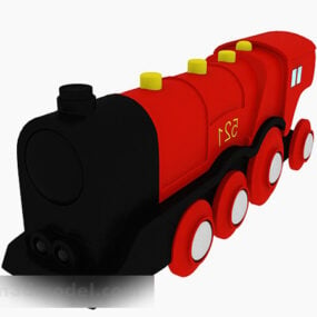 Model 3d Mainan Lokomotif Vintaj Merah