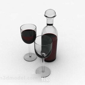 Red Wine Glass Set 3d model