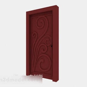 باب خشبي أحمر V1 نموذج ثلاثي الأبعاد