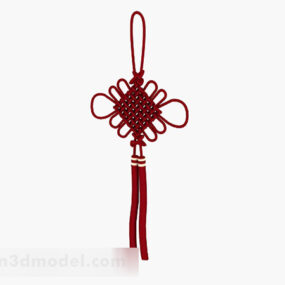 Modello 3d con nodo cinese tessuto rosso