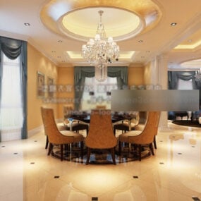 Round Ceiling Luxury Restaurant Interior 3d model