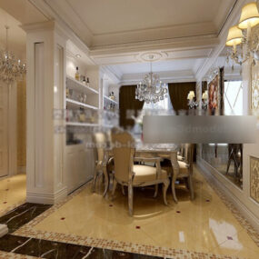 Retro Dinning Room Interior 3d model