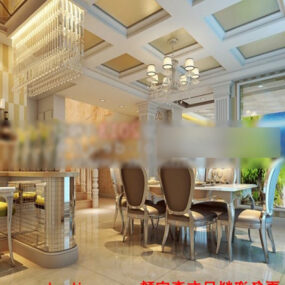 Luxuriöses Villa-Restaurant-Innenraum-3D-Modell