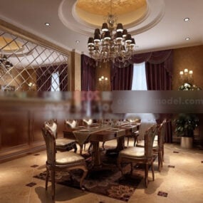 Model 3d Desain Interior Restoran Ruang VIP Klasik