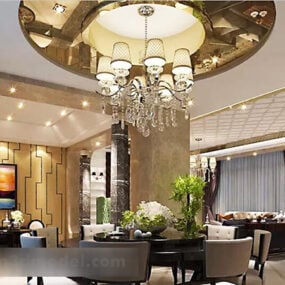 Restaurant Ceiling Chandelier Interior 3d model