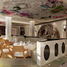Restaurant Round Table Interior V4 3d model