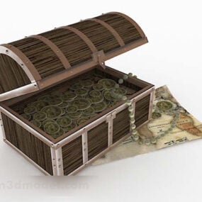 Old Wooden Box With Cloth Cover 3d model