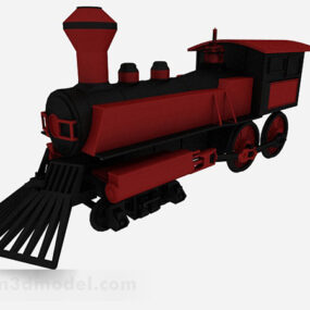 Ретро червоний локомотив 3d модель