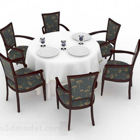 3д модель круглого деревянного обеденного стола в стиле ретро