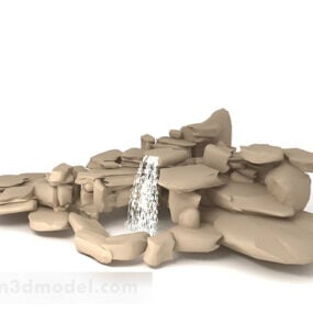 Modello 3d della decorazione del paesaggio della fontana rocciosa