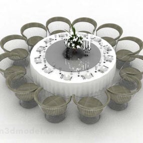 Round Wedding Party Table Chair 3d model