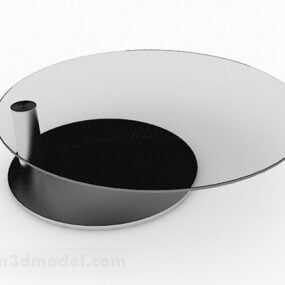 أثاث طاولة القهوة الزجاجية المنزلية المستديرة نموذج ثلاثي الأبعاد