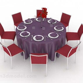 เก้าอี้รับประทานอาหารทรงกลมสีม่วงแบบ 3 มิติ