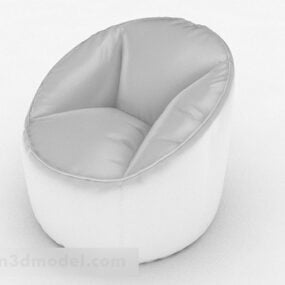 Simple Round Single Sofa White Color 3d model