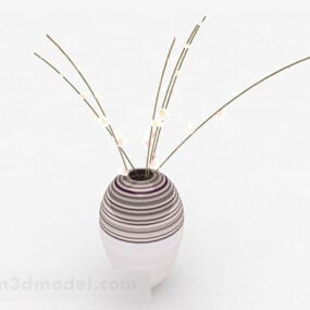 Round Striped Ceramic Vase 3d model