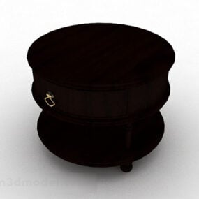 Mesa de cabeceira redonda de madeira modelo 3d