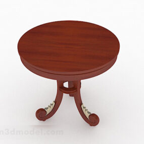 Classic Round Wooden Dining Table 3d model