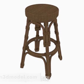 Kulatá dřevěná tkaná barová stolička 3D model