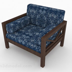 Blue Pattern Single Sofa Furniture 3d model