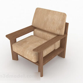 Rural Brown Wooden Single Sofa Furniture 3d model
