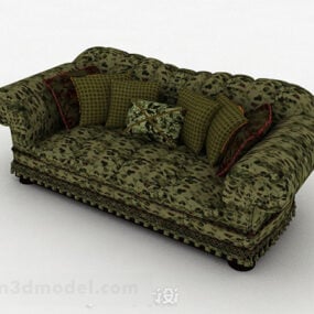 Rural Green Pattern Love Sofa Furniture 3d model