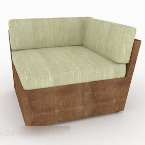 3д модель деревенского зеленого деревянного односпального дивана и мебели