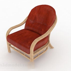 Rural Red Leisure Single Sofa Design 3d model