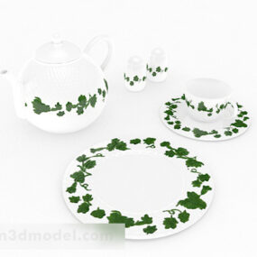 Kırsal Tasarım Seramik Çay Seti 3D model