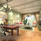 Rural Style Living Room Dining Room Interior