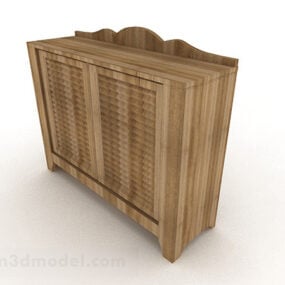 Mueble de entrada de madera de estilo rural modelo 3d