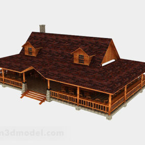 Modelo 3D de arquitetura de casa de madeira rural