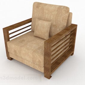 Rural Wooden Single Sofa Design 3d model