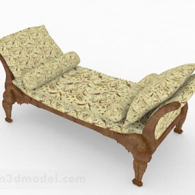 3д модель домашнего дивана-табурета в деревенском стиле