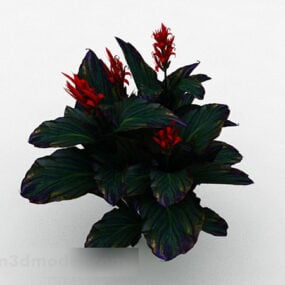 Modello 3d del fiore della foglia verde del cartamo