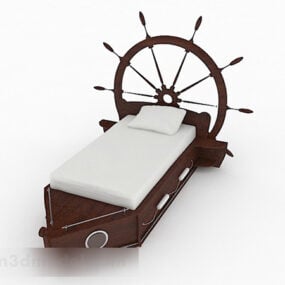 Lit pour enfants à thème bateau modèle 3D