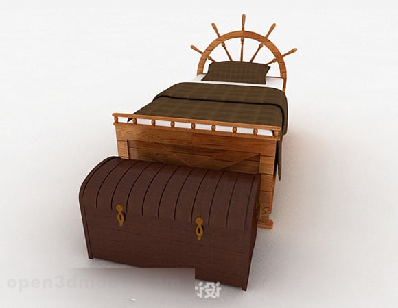 سرير خشبي موضوع السفينة