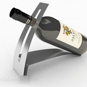 Hopeinen Single Metal Wine Rack 3D-malli